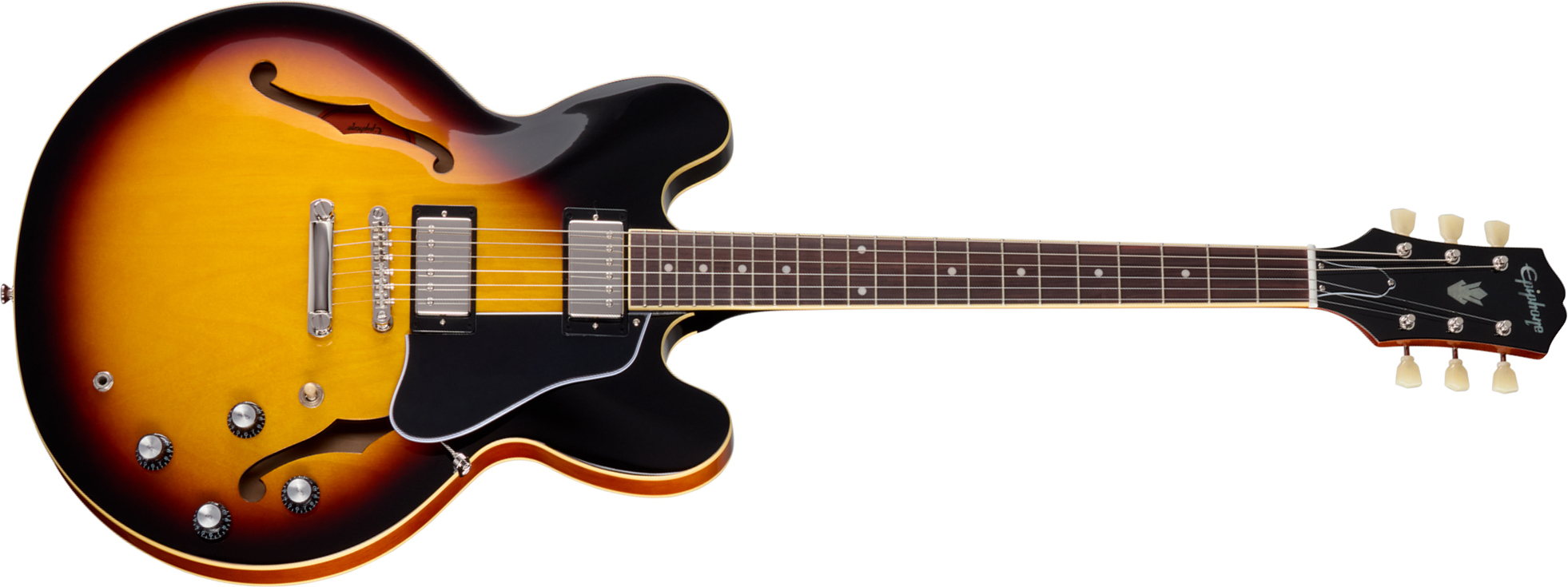 Epiphone Es335 Ibg Original 2h Ht Rw - Vintage Sunburst - Guitare Électrique 1/2 Caisse - Main picture
