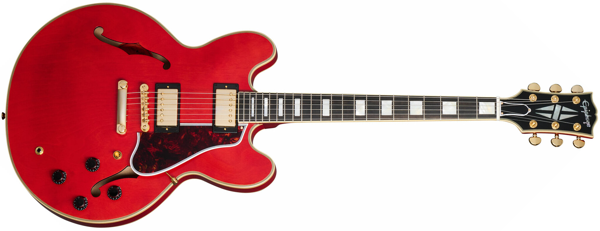 Epiphone Es355 1959 Inspired By 2h Gibson Ht Eb - Vos Cherry Red - Guitare Électrique 1/2 Caisse - Main picture