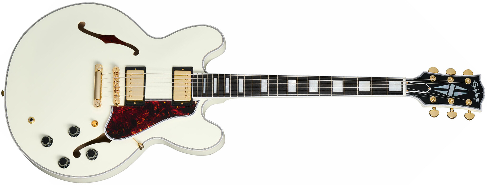Epiphone Es355 1959 Inspired By 2h Gibson Ht Eb - Vos Classic White - Guitare Électrique 1/2 Caisse - Main picture