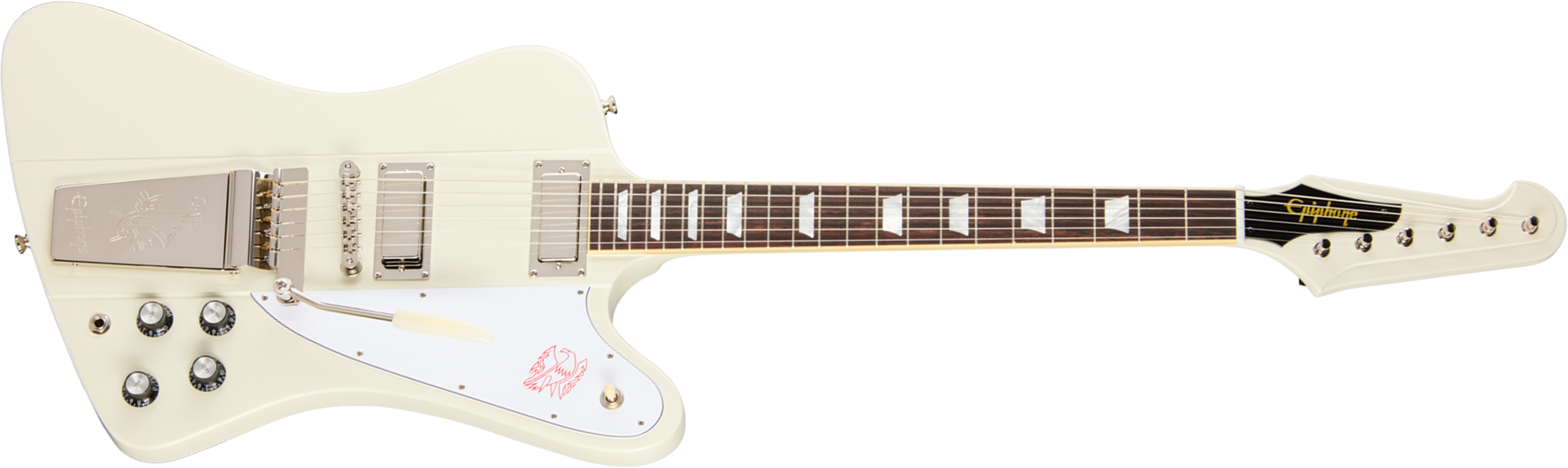 Epiphone Firebird V 1963 Maestro Vibrola Reissue Ins.by.g.c 2mh Gibson Trem Rw - Polaris White - Guitare Électrique RÉtro Rock - Main picture
