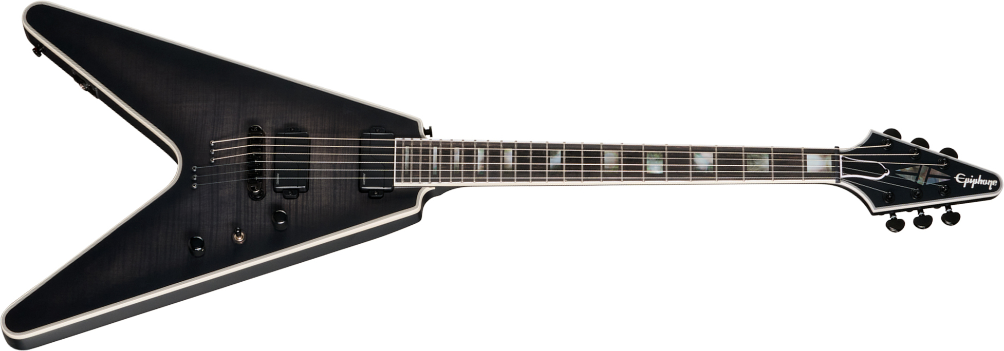 Epiphone Flying V Prophecy Modern 2h Fishman Fluence Ht Eb - Obsidian Storm Satin - Guitare Électrique MÉtal - Main picture