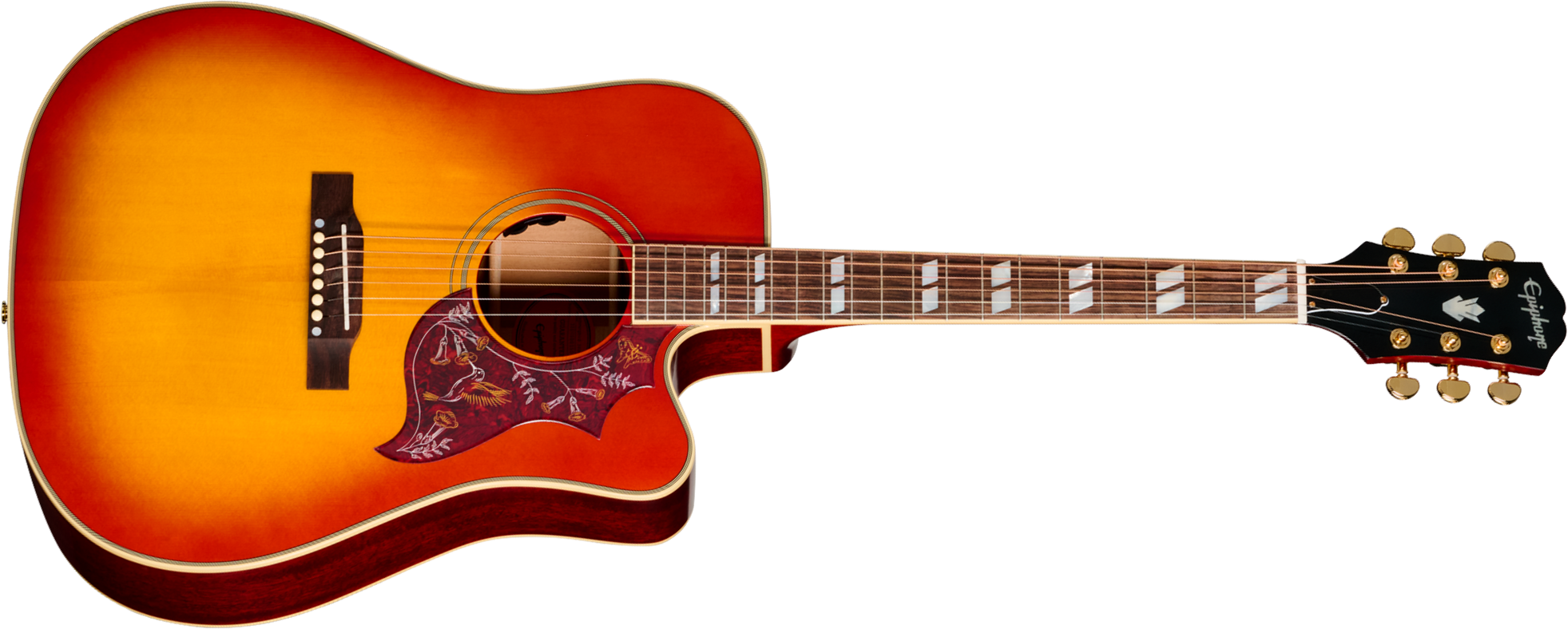 Epiphone Hummingbird Standard Ec Ibg Dreadnought Cw Epicea Acajou Rw - Cherry Sunburst - Guitare Folk - Main picture