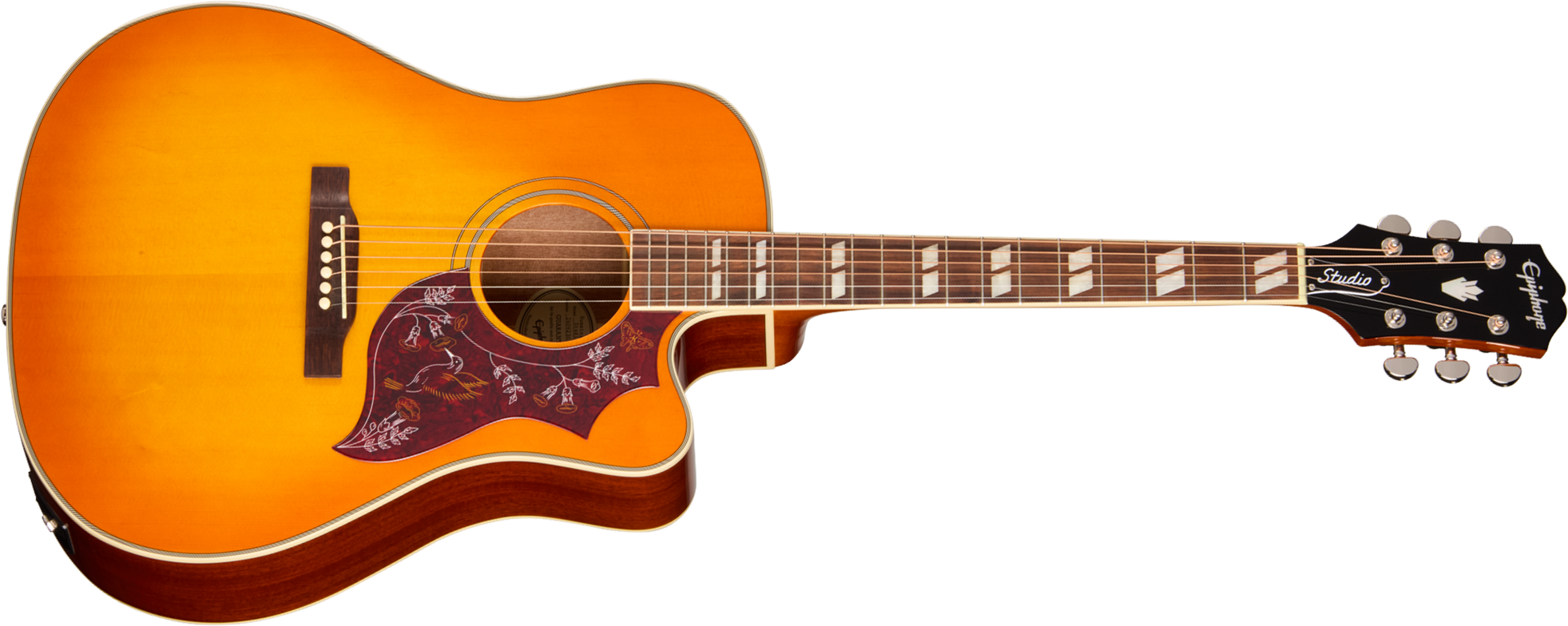 Epiphone Hummingbird Studio Ec Ibg Dreadnought Cw Epicea Acajou Rw - Heritage Cherry Sunburst - Guitare Folk - Main picture