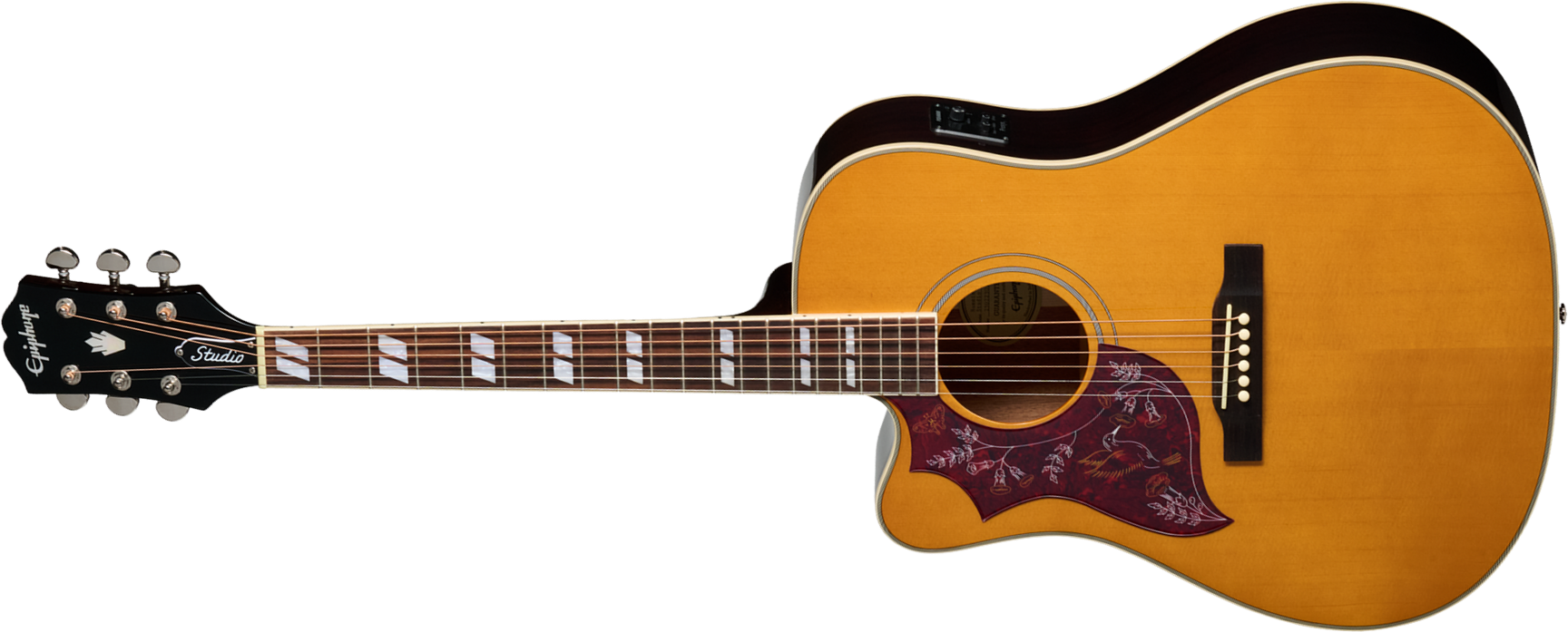 Epiphone Hummingbird Studio Ec Lh Gaucher Ibg Dreadnought Cw Epicea Acajou Rw - Natural - Guitare Folk - Main picture