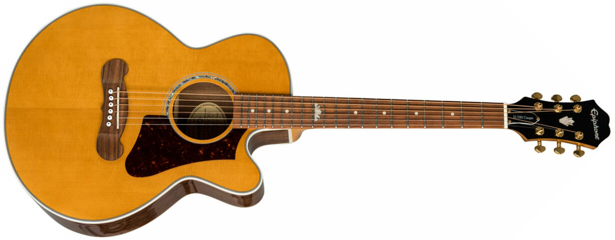 Epiphone J-200 Ec Studio Parlor Mini Jumbo Cw Epicea Ovangkol Pf - Vintage Natural - Guitare Electro Acoustique - Main picture