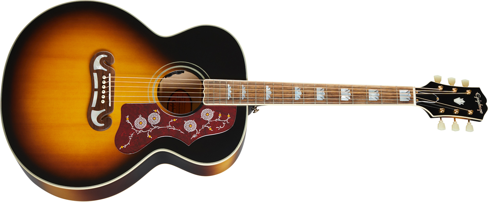 Epiphone J-200 Inspired By Gibson Jumbo Epicea Erable Lau - Aged Vintage Sunburst - Guitare Electro Acoustique - Main picture