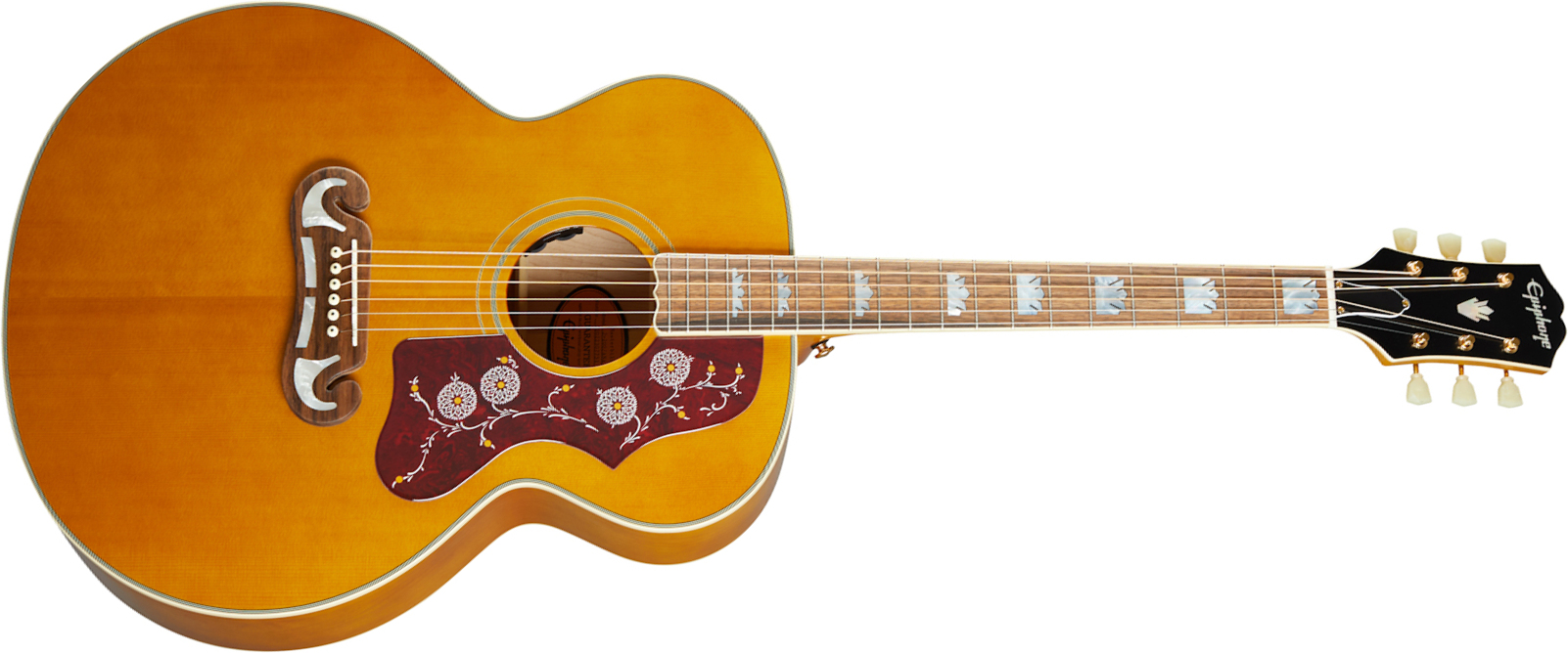 Epiphone J-200 Inspired By Gibson Jumbo Epicea Erable Lau - Aged Antique Natural - Guitare Electro Acoustique - Main picture