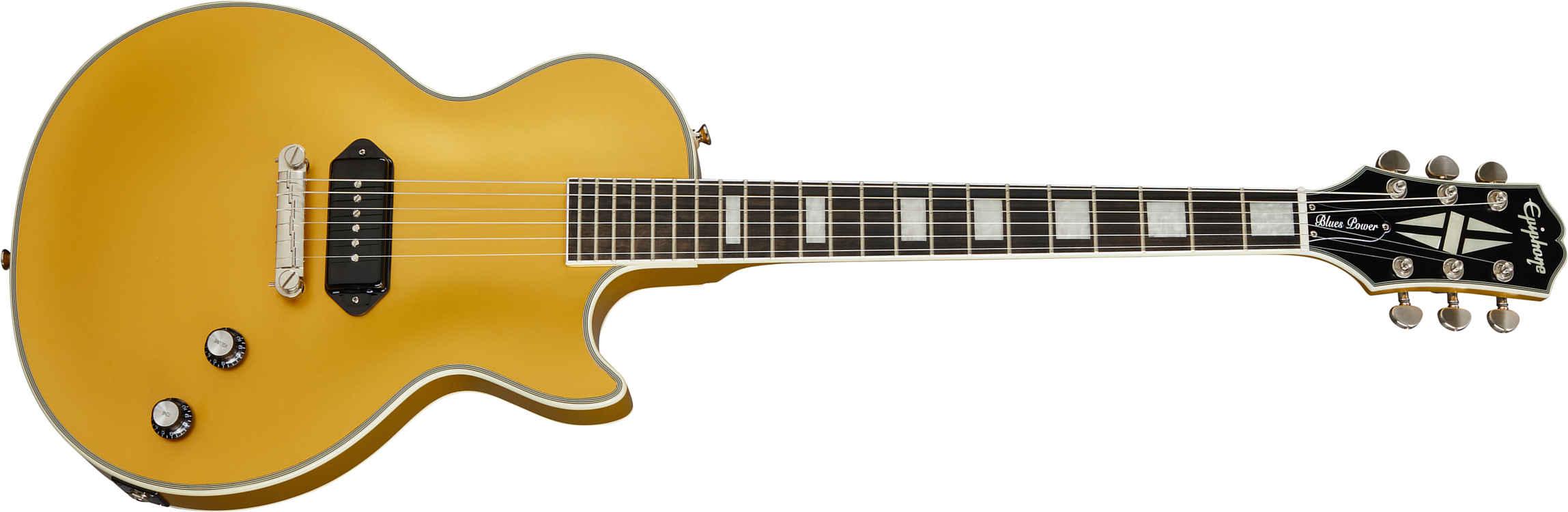 Epiphone Jared James Nichols Gold Glory Les Paul Custom Ltd Signature S P90 Ht Eb - Double Gold Vintage Aged - Guitare Électrique Single Cut - Main pi