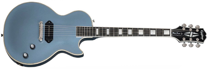 Epiphone Jared James Nichols Les Paul Custom Blues Power Signature S P90 Seymour Duncan Ht Eb - Aged Pelham Blue - Guitare Électrique Single Cut - Mai