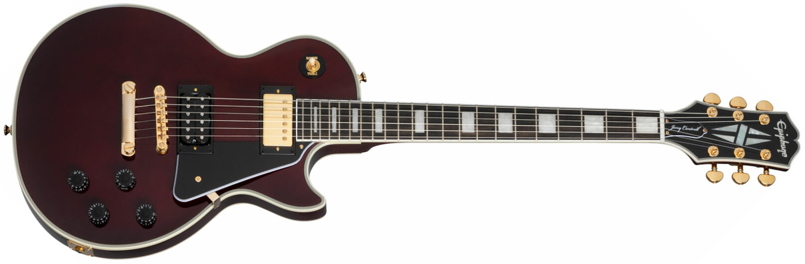 Epiphone Jerry Cantrell Les Paul Custom Wino Signature 2h Ht Eb - Wine Red - Guitare Électrique Single Cut - Main picture