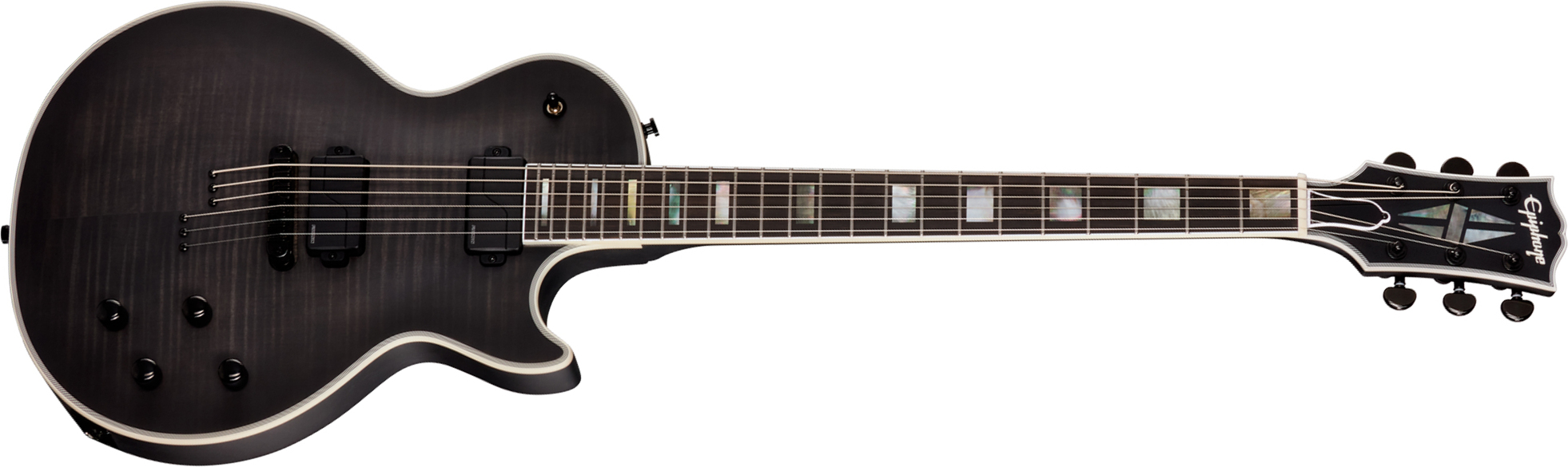 Epiphone Les Paul Baritone Prophecy Modern 2h Fishman Fluence Ht Eb - Obsidian Storm Satin - Guitare Électrique Baryton - Main picture