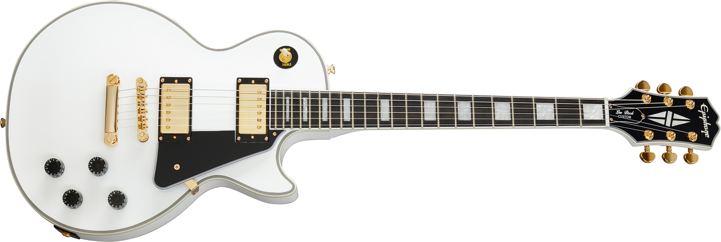 Epiphone Les Paul Custom 2h Ht Eb - Alpine White - Guitare Électrique Single Cut - Main picture