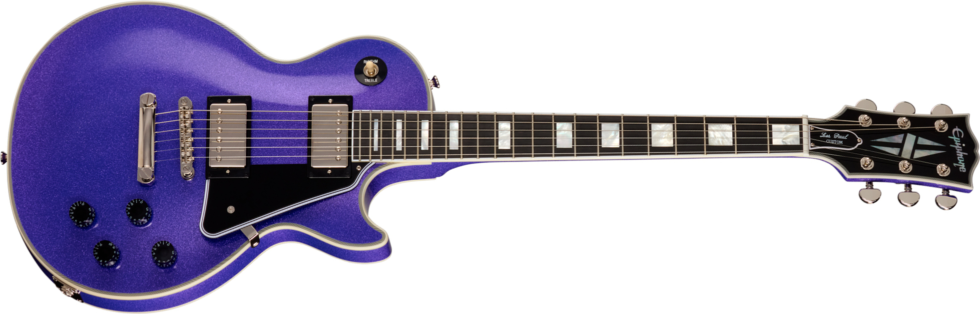 Epiphone Les Paul Custom Igc 2h Gibson Ht Eb - Amethyst Sparkle - Guitare Électrique Single Cut - Main picture