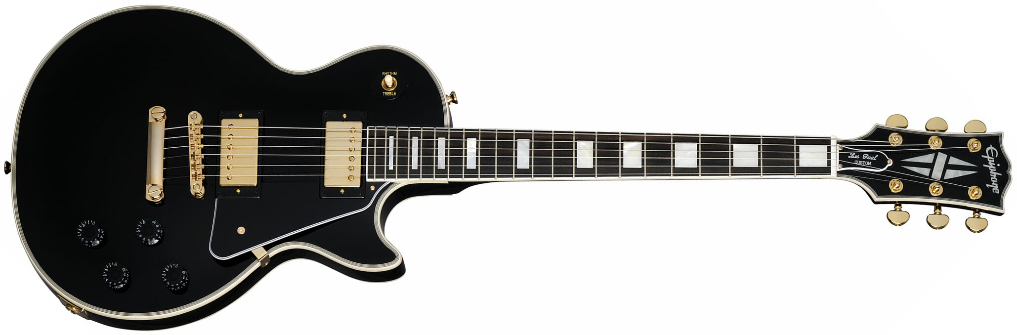 Epiphone Les Paul Custom Inspired By 2h Ht Eb - Ebony - Guitare Électrique Single Cut - Main picture