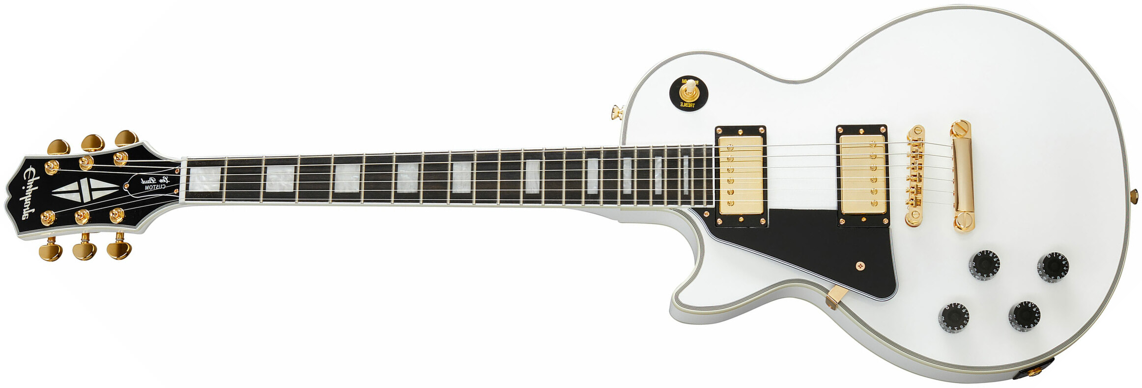 Epiphone Les Paul Custom Lh Gaucher 2h Ht Eb - Alpine White - Guitare Électrique Gaucher - Main picture