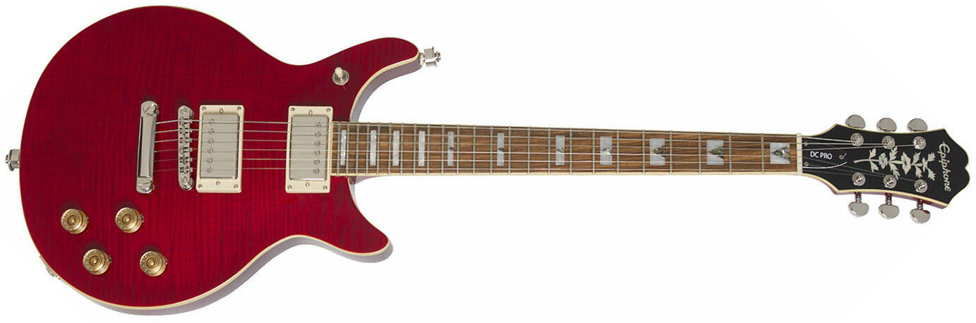Epiphone Les Paul Dc Pro 2019 2h Ht Pf - Black Cherry - Guitare Électrique Double Cut - Main picture