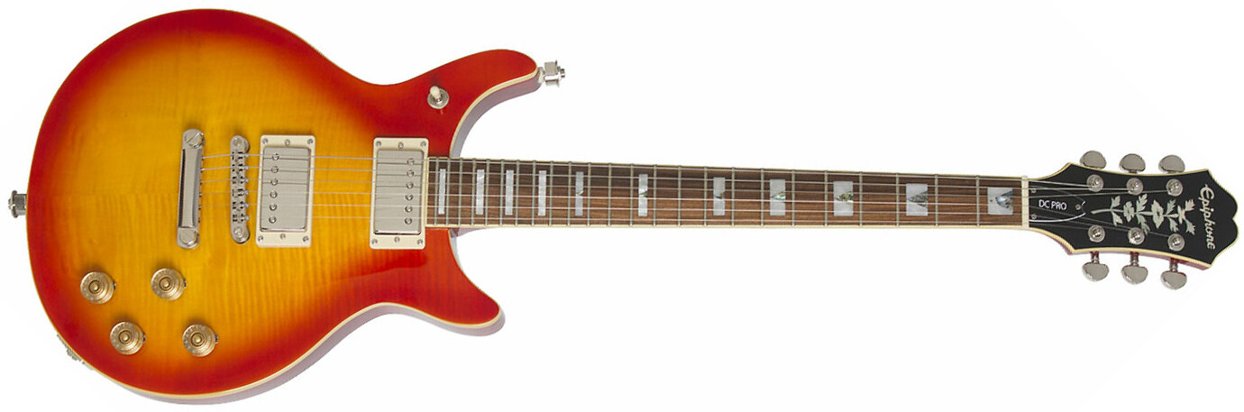 Epiphone Les Paul Dc Pro 2019 2h Ht Pf - Faded Cherry Burst - Guitare Électrique Double Cut - Main picture