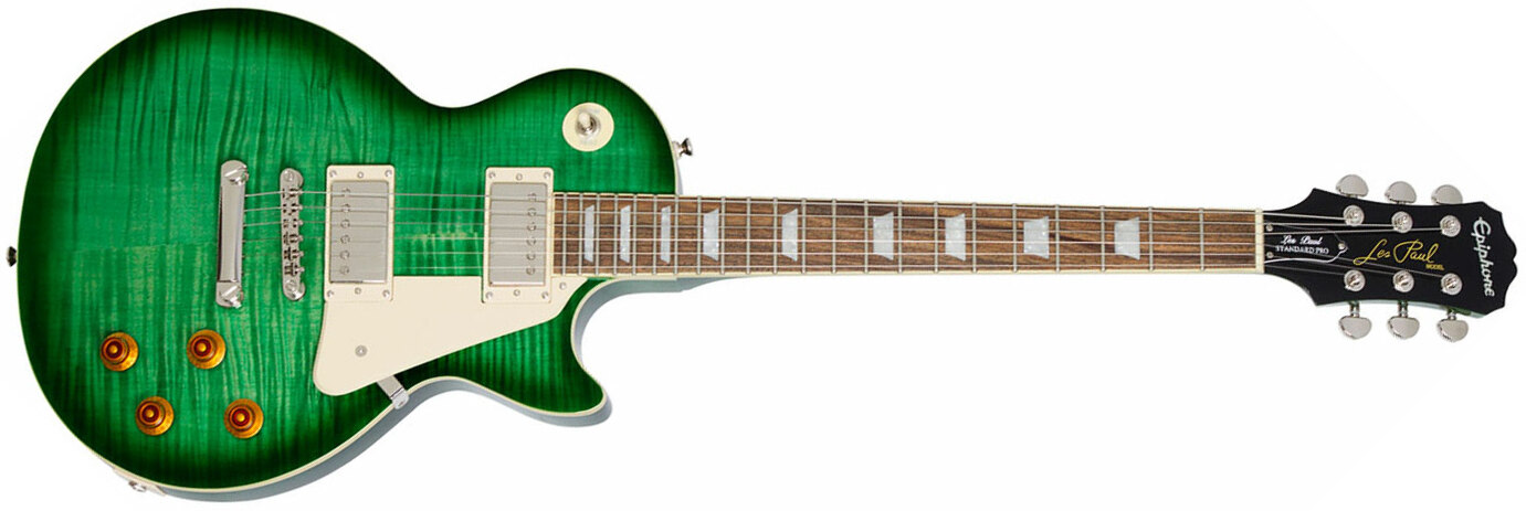 Epiphone Les Paul Standard Plus Top Pro 2018 Hh Ht Pf - Green Burst - Guitare Électrique Single Cut - Main picture