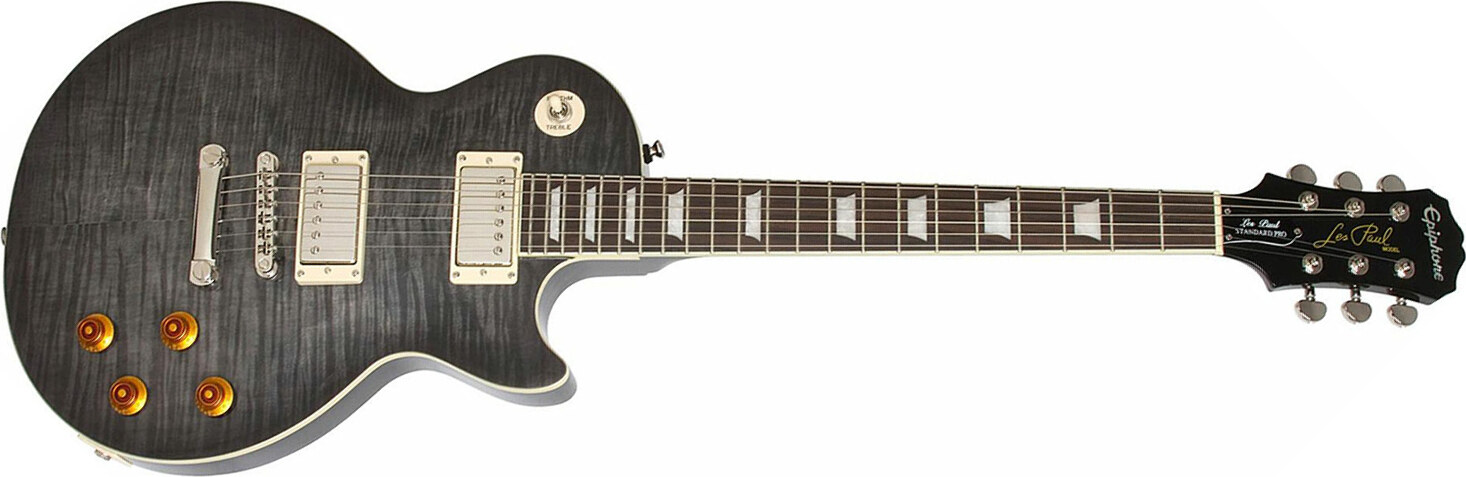 Epiphone Les Paul Standard Plus Top Pro Ltd Ch - Transparent Black - Guitare Électrique Single Cut - Main picture
