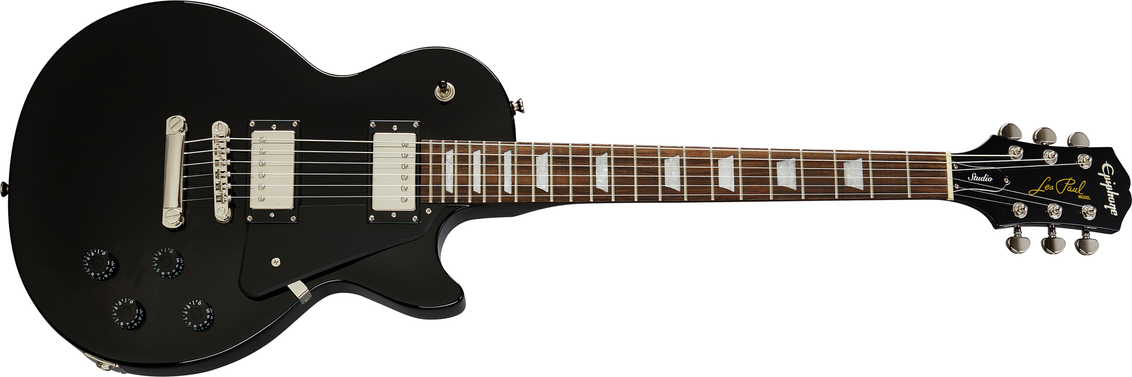 Epiphone Les Paul Studio 2h Ht Pf - Ebony - Guitare Électrique Single Cut - Main picture