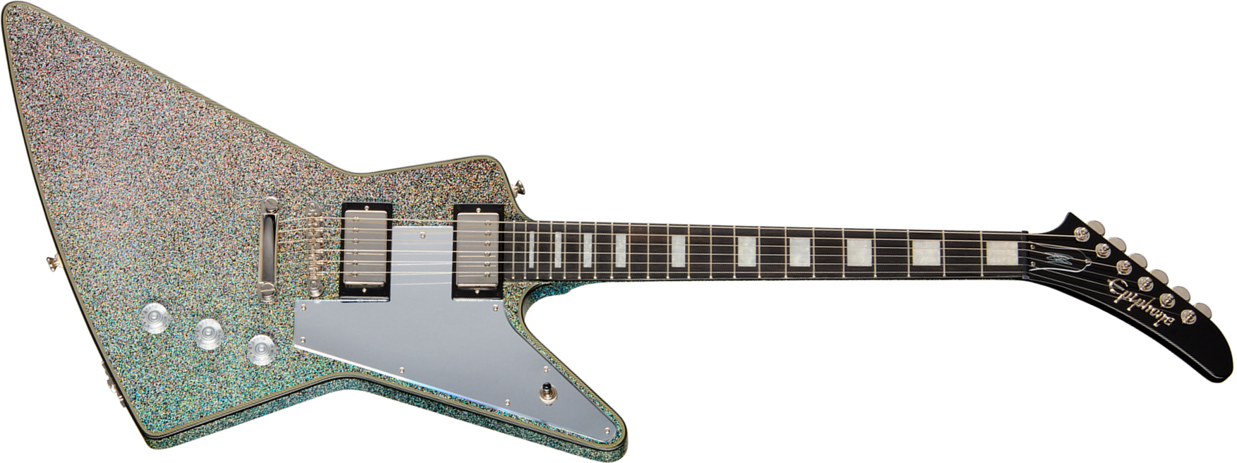 Epiphone Lzzy Hale Explorer Custom Signature 2h Ht Eb - Black Diamond Holographic Sparkle - Guitare Électrique MÉtal - Main picture