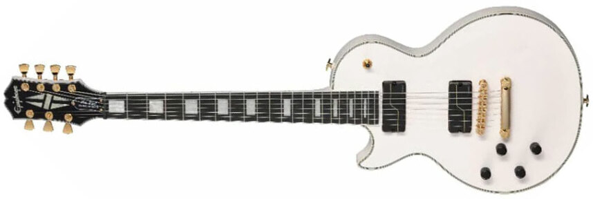 Epiphone Matt Heafy Les Paul Custom Origins 7c Lh Signature Gaucher 2h Fishman Fluence Ht Eb - Bone White - Guitare Électrique Gaucher - Main picture