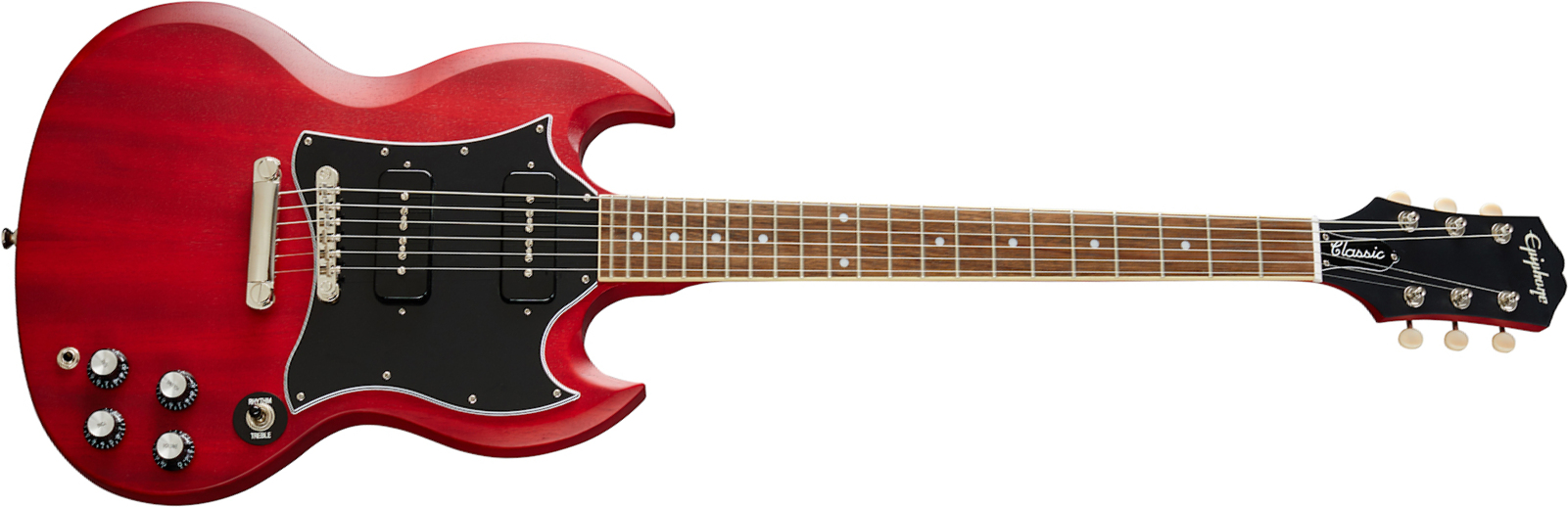 Epiphone Sg Classic Worn 2s P90 Ht Lau - Satin Cherry - Guitare Électrique RÉtro Rock - Main picture