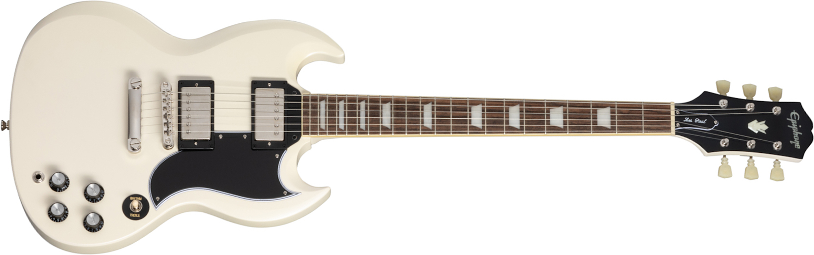 Epiphone Sg Les Paul Standard 1961 2h Ht Lau - Aged Classic White - Guitare Électrique Double Cut - Main picture