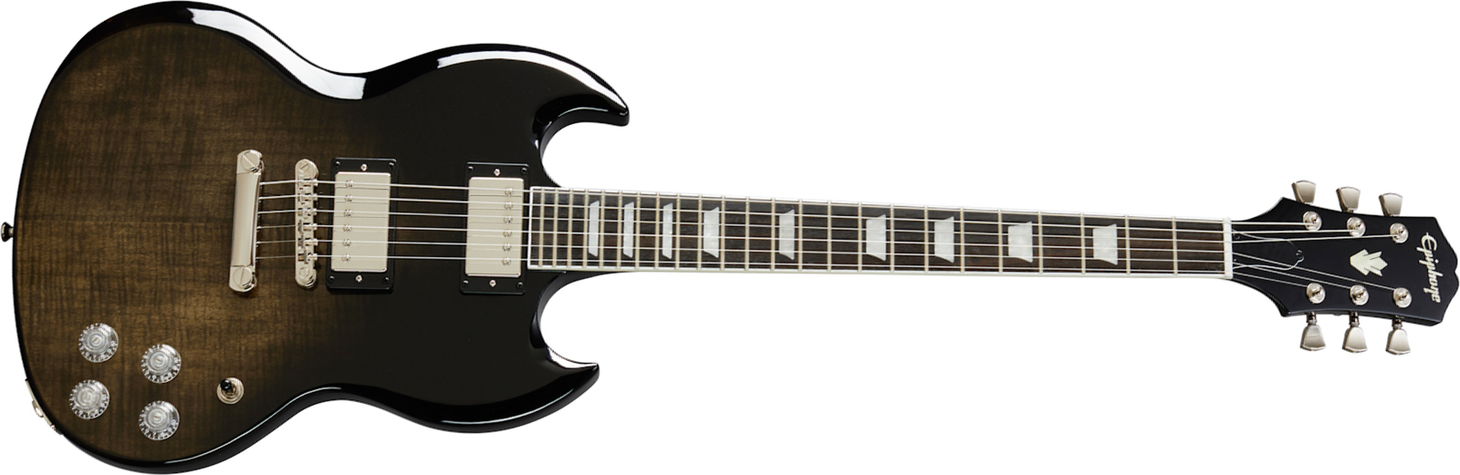 Epiphone Sg Modern Figured 2h Ht Eb - Black Transparent - Guitare Électrique Double Cut - Main picture