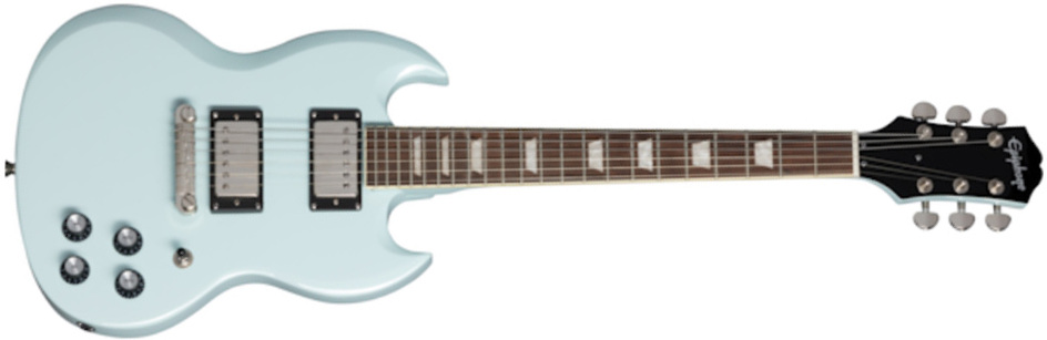 Epiphone Sg Power Players 2h Ht Lau - Ice Blue - Guitare Électrique Double Cut - Main picture