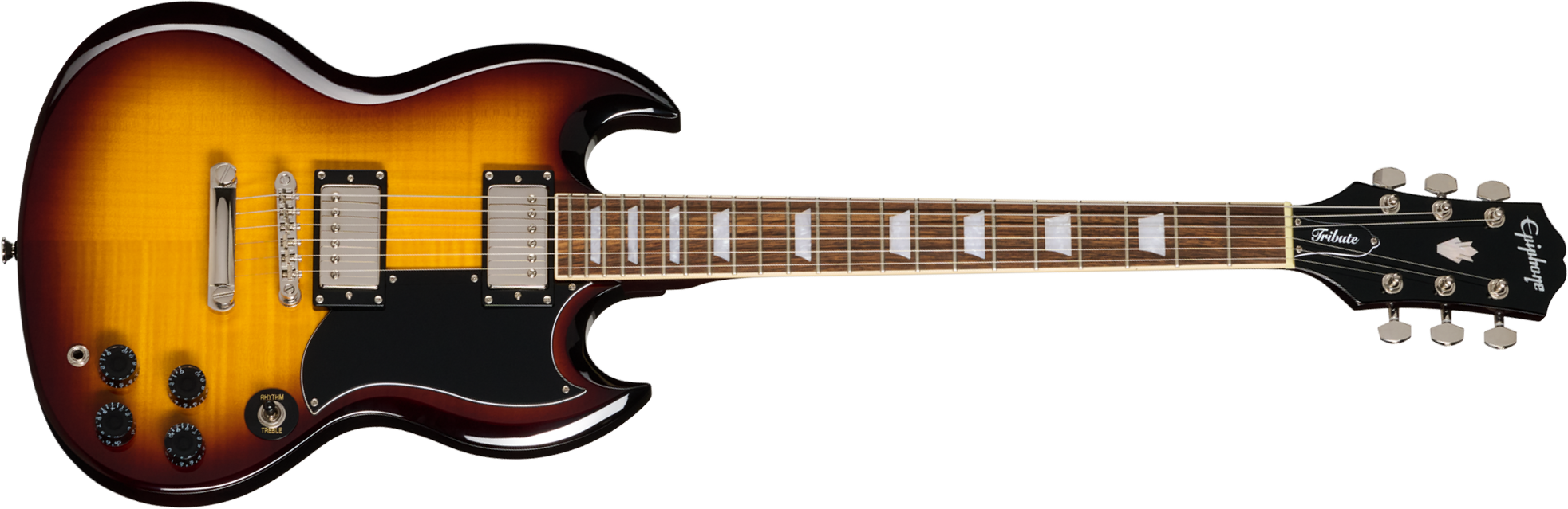 Epiphone Sg Tribute Plus Ibg 2h Ht Lau - Vintage Sunburst - Guitare Électrique Double Cut - Main picture