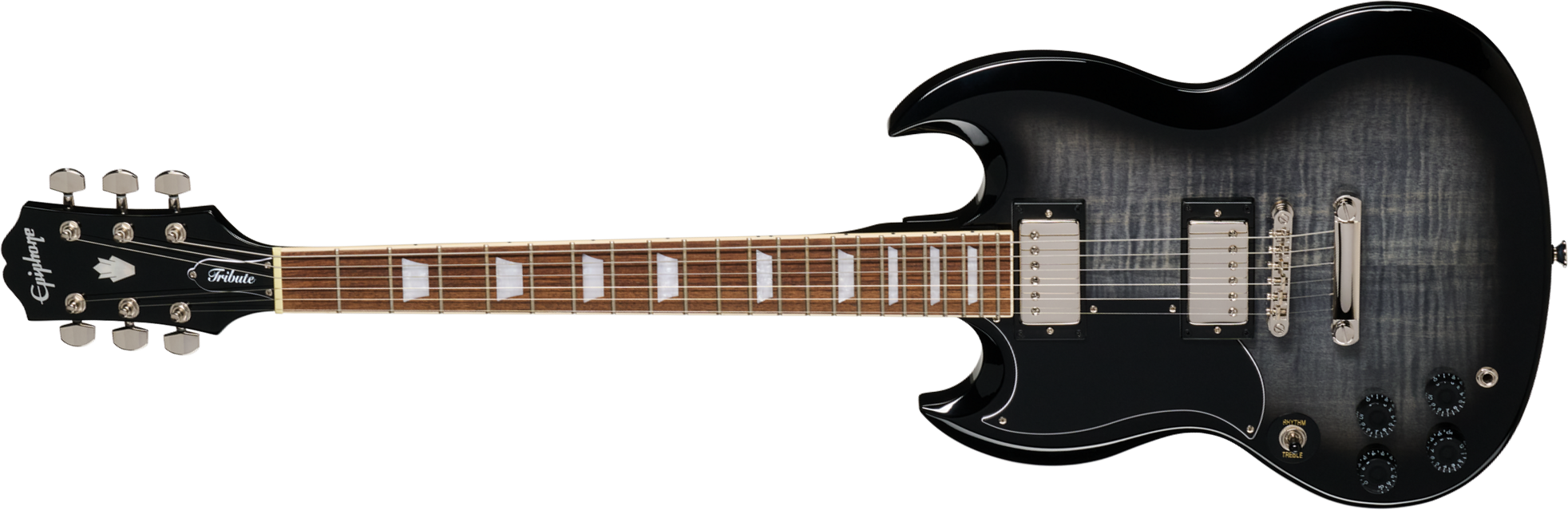 Epiphone Sg Tribute Plus Lh Gaucher Ibg 2h Ht Lau - Ebony Burst - Guitare Électrique Double Cut - Main picture