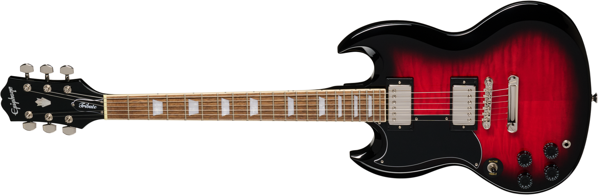 Epiphone Sg Tribute Plus Lh Gaucher Ibg 2h Ht Lau - Cherry Burst - Guitare Électrique Double Cut - Main picture