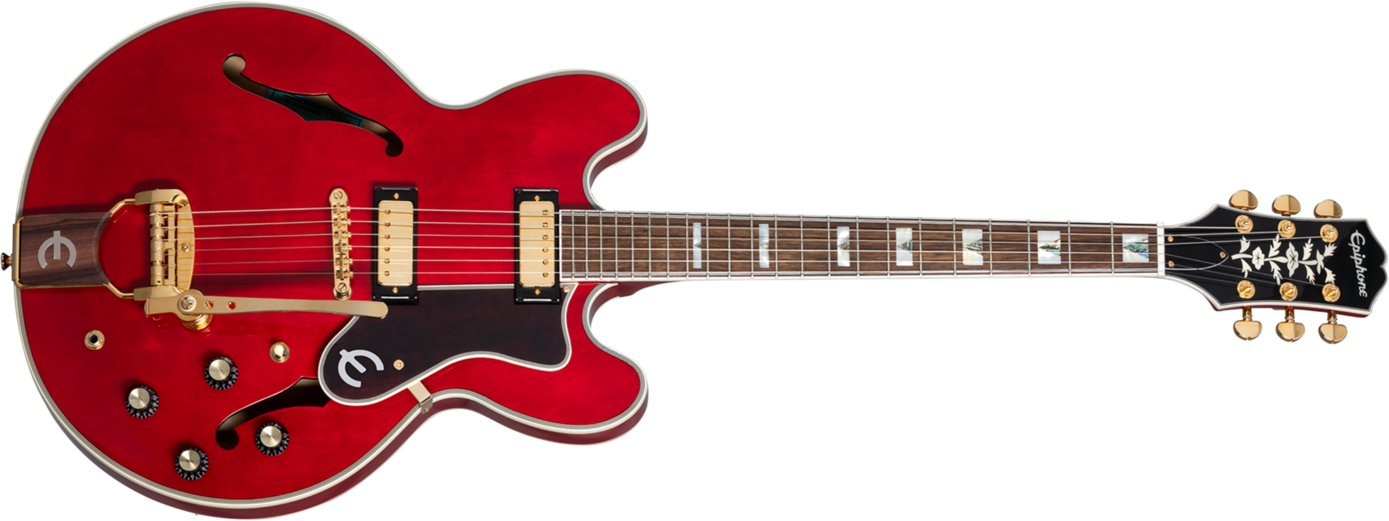 Epiphone Sheraton 150th Anniversary 2mh Ht Lau - Cherry - Guitare Électrique 1/2 Caisse - Main picture