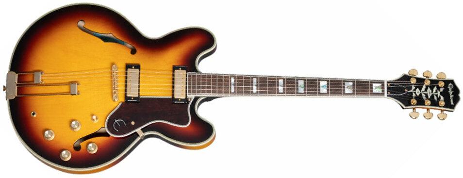 Epiphone Sheraton Archtop 2mh Ht Lau - Vintage Sunburst - Guitare Électrique 1/2 Caisse - Main picture