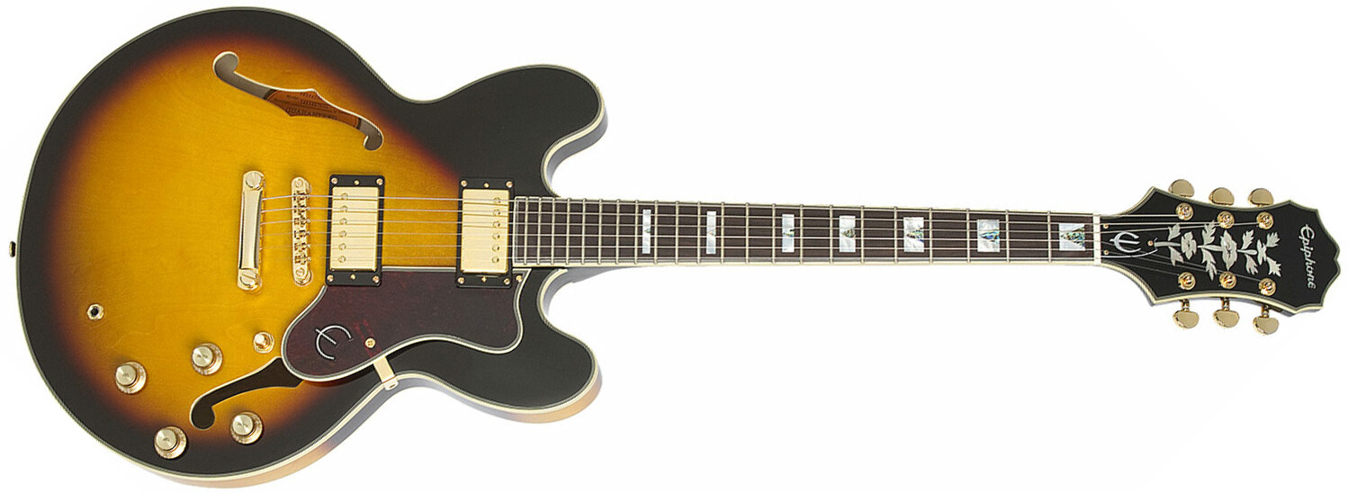 Epiphone Sheraton Ii Pro 2018 2h Ht Pf - Vintage Sunburst - Guitare Électrique 1/2 Caisse - Main picture