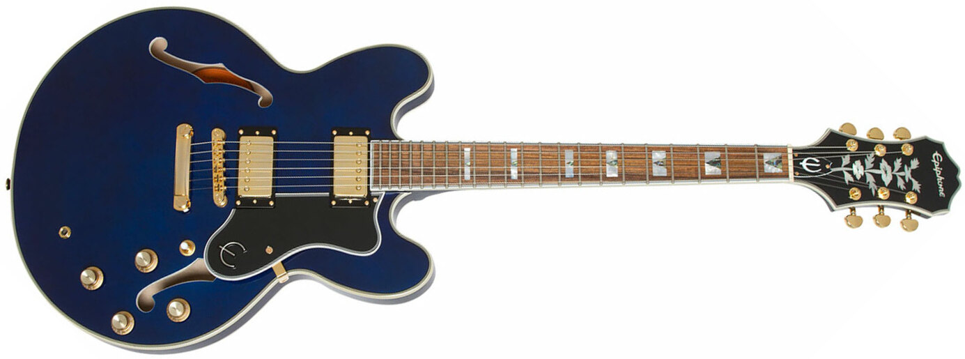 Epiphone Sheraton Ii Pro 2018 Hh Ht Pf - Midnight Sapphire - Guitare Électrique 1/2 Caisse - Main picture