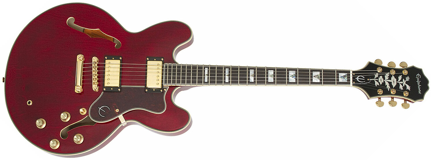 Epiphone Sheraton Ii Pro 2018 Hh Ht Pf - Wine Red - Guitare Électrique 1/2 Caisse - Main picture