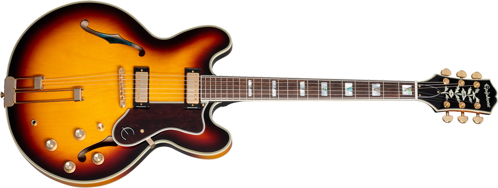 Epiphone Sheraton Original Archtop 2mh Ht Rw - Vintage Sunburst - Guitare Électrique 1/2 Caisse - Main picture