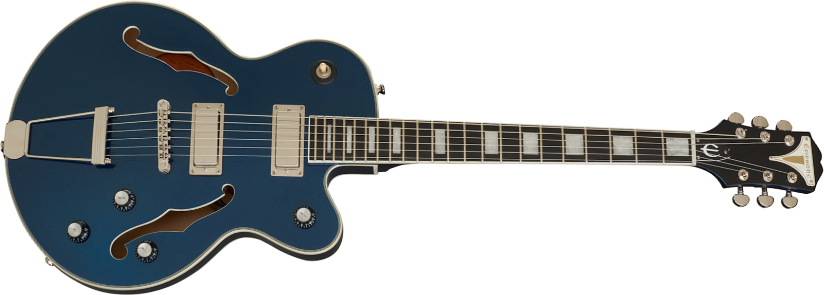 Epiphone Uptown Kat Es Original 2h Ht Eb - Sapphire Blue Metallic - Guitare Électrique 1/2 Caisse - Main picture