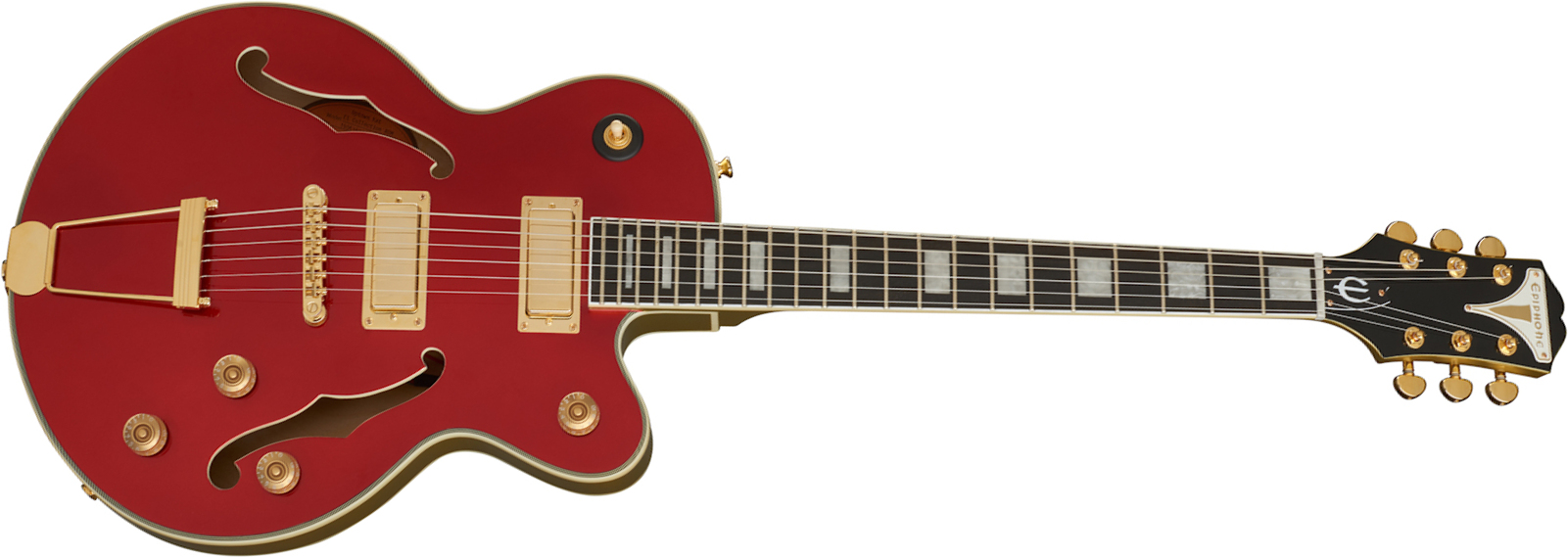 Epiphone Uptown Kat Es Original 2h Ht Eb - Ruby Red Metallic - Guitare Électrique 1/2 Caisse - Main picture