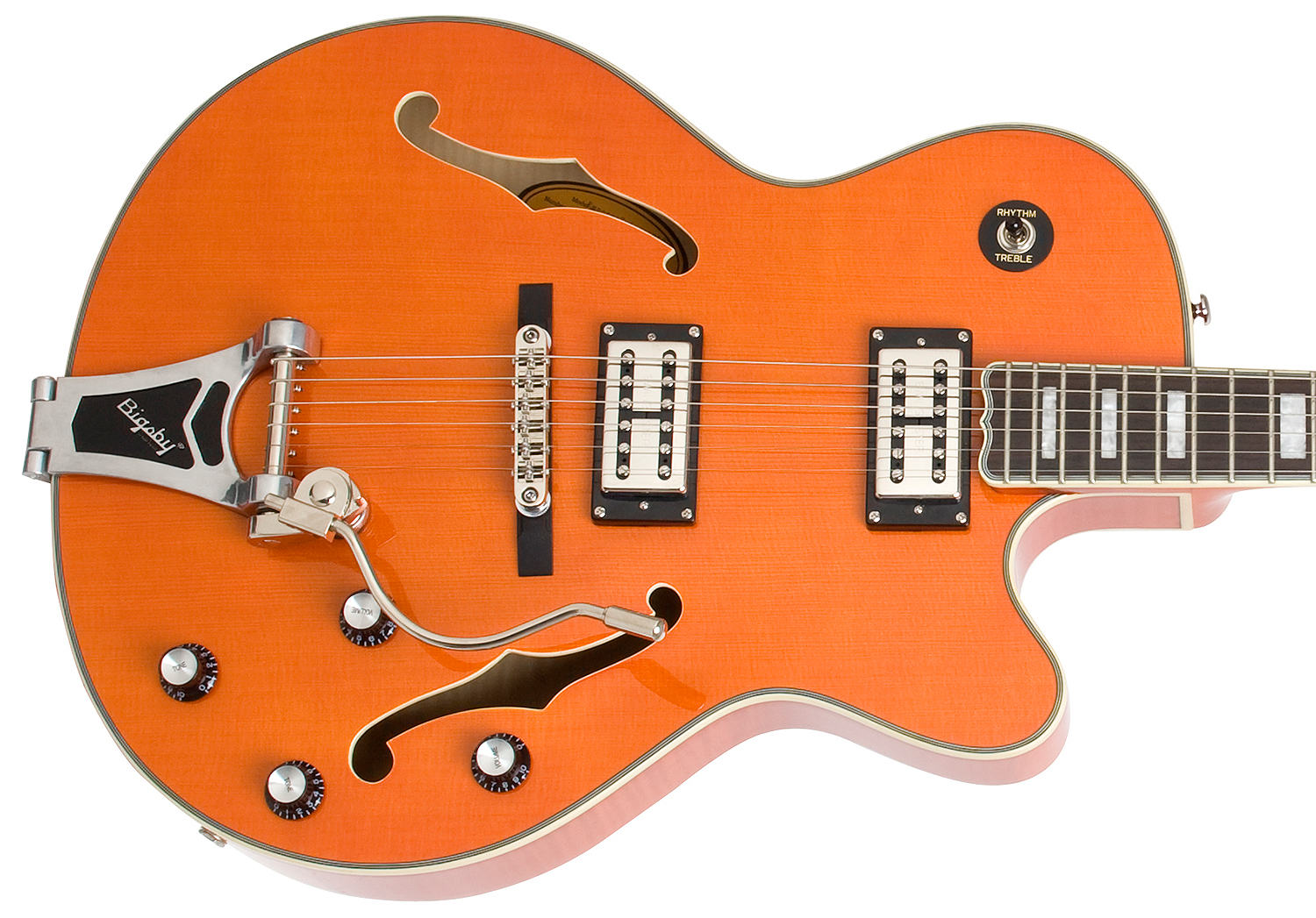 Epiphone Emperor Swingster Bigsby Gh - Sunrise Orange - Guitare Électrique 3/4 Caisse & Jazz - Variation 2