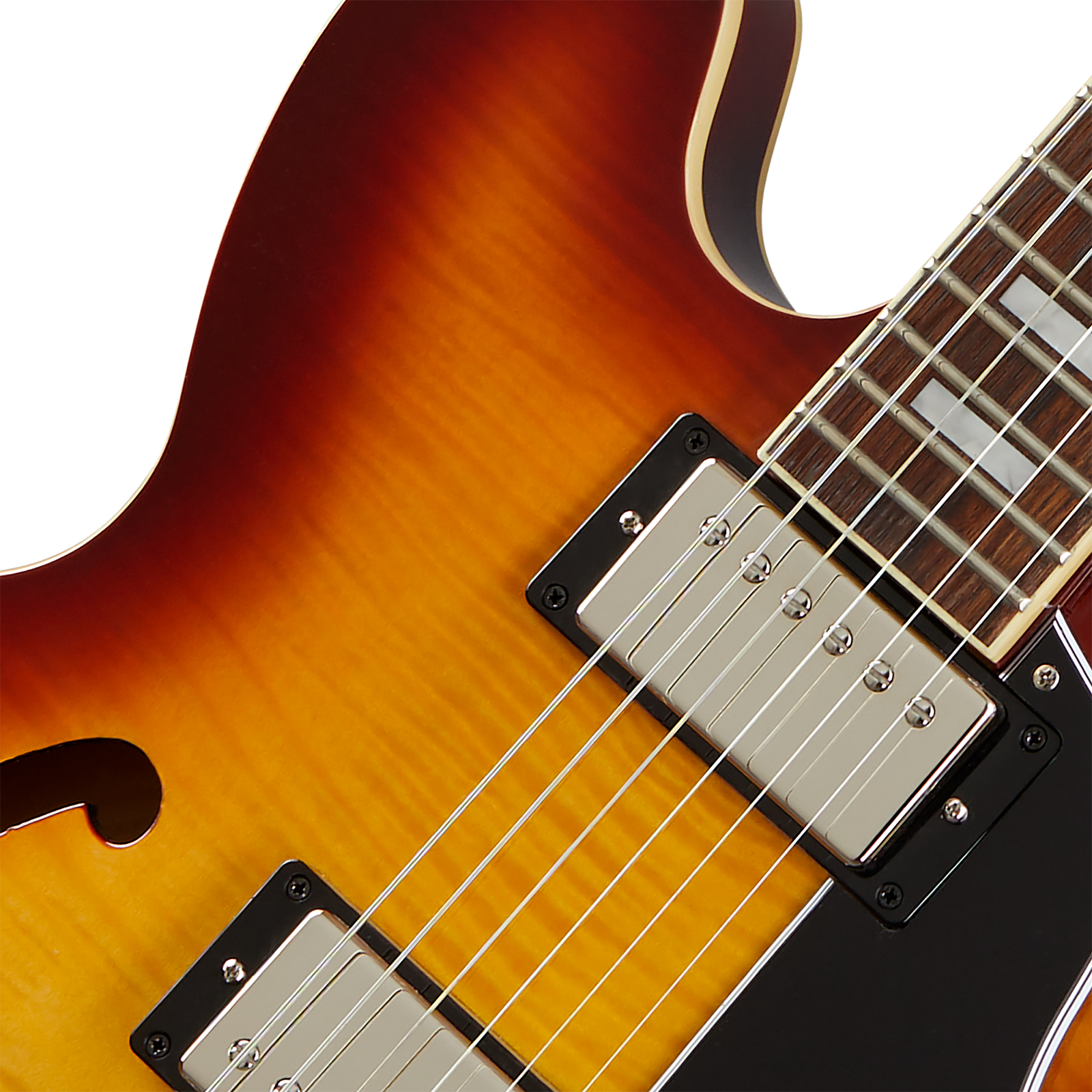 Epiphone Es335 Figured Ibg Original 2h Ht Rw - Raspberry Tea Burst - Guitare Électrique 1/2 Caisse - Variation 2