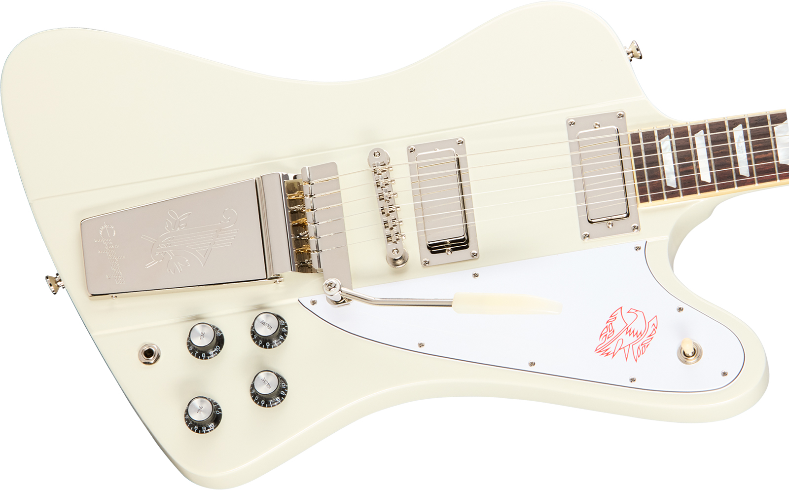 Epiphone Firebird V 1963 Maestro Vibrola Reissue Ins.by.g.c 2mh Gibson Trem Rw - Polaris White - Guitare Électrique RÉtro Rock - Variation 2