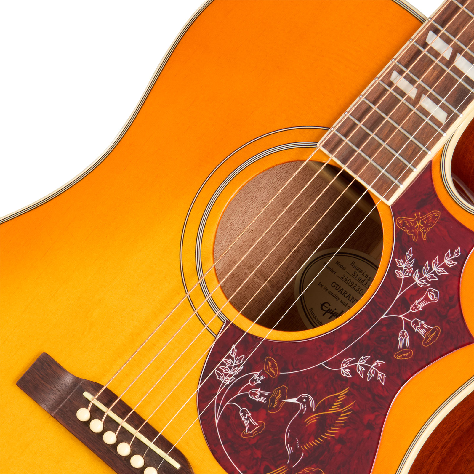 Epiphone Hummingbird Studio Ec Ibg Dreadnought Cw Epicea Acajou Rw - Heritage Cherry Sunburst - Guitare Folk - Variation 2