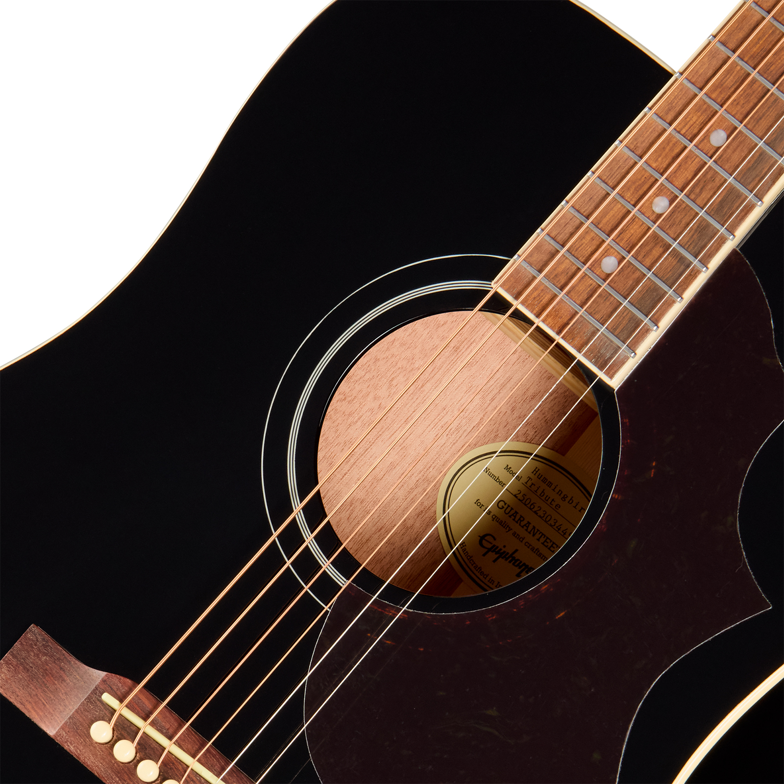 Epiphone Hummingbird Tribute Dreadnought Shsc Epicea Acajou Lau - Ebony - Guitare Folk - Variation 2