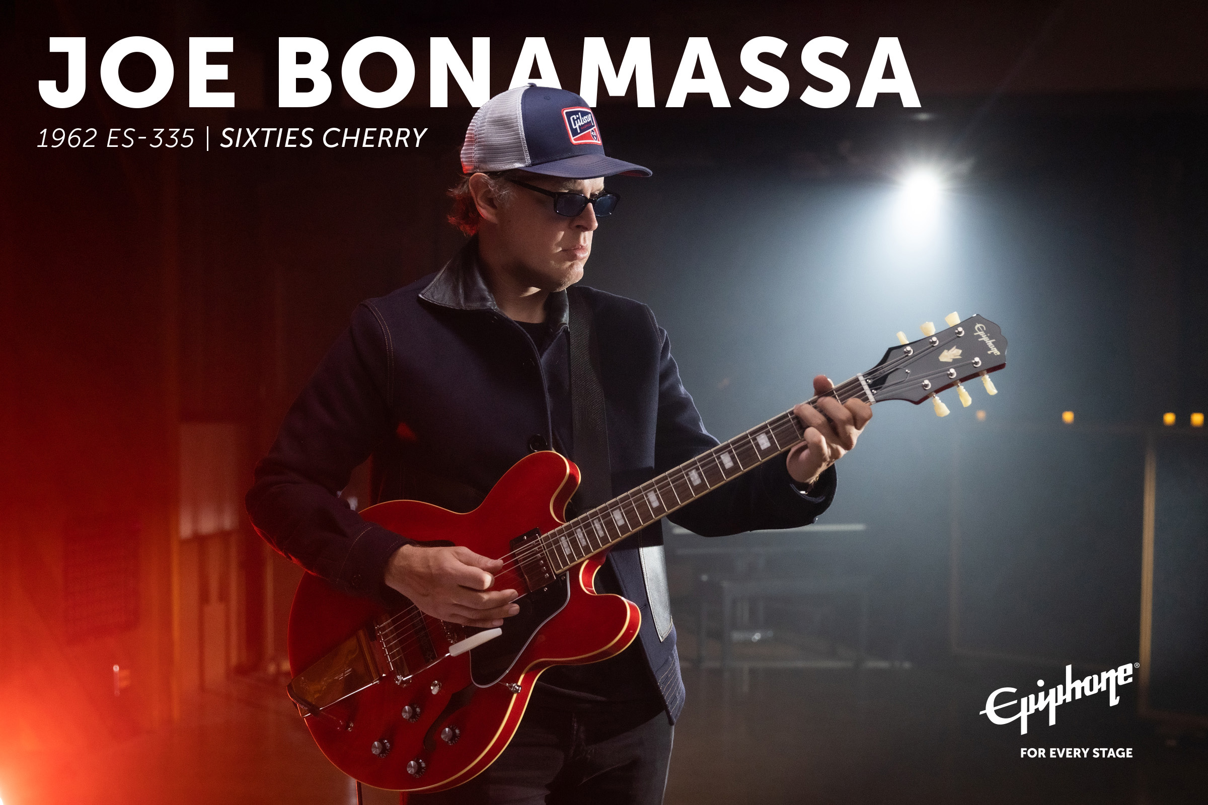Epiphone Joe Bonamassa Es-335 1962 2h Trem Lau - Sixties Cherry - Guitare Électrique Signature - Variation 7