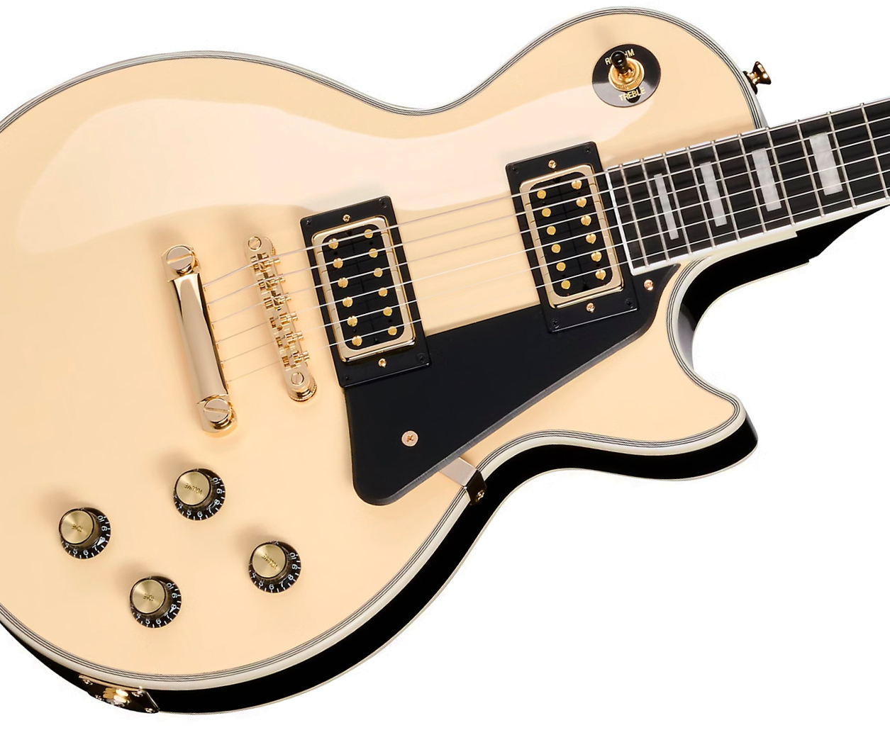 Epiphone Les Paul Custom Blackback Ibg Ltd 2h Ht Eb +housse - Antique Ivory - Guitare Électrique Single Cut - Variation 2