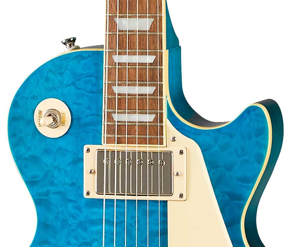 Epiphone Les Paul Standard 60s Quilt Top Ltd Ibg Original 2h Ht Lau - Translucent Blue - Guitare Électrique Single Cut - Variation 4