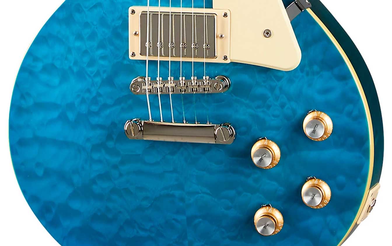 Epiphone Les Paul Standard 60s Quilt Top Ltd Ibg Original 2h Ht Lau - Translucent Blue - Guitare Électrique Single Cut - Variation 5